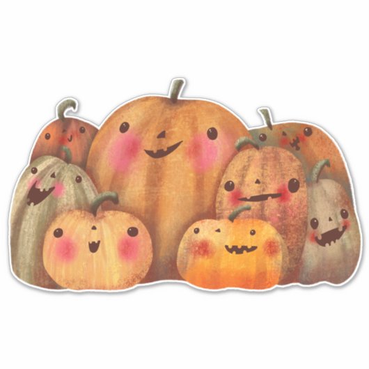 Happy Pumpkins - Schattige Halloween Sticker (Voorkant)