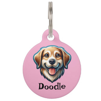 "Happy Pup Custom Label - Naam en contactgegevens  Huisdierpenning