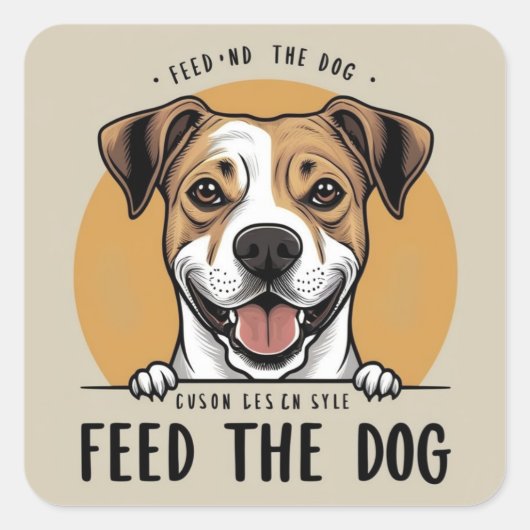 Happy Pup Eats Vierkante Sticker (Voorkant)