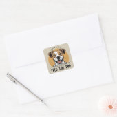 Happy Pup Eats Vierkante Sticker (Envelop)
