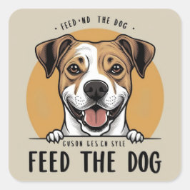 Happy Pup Eats Vierkante Sticker