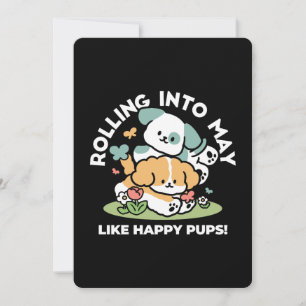 Happy Puppies Rolling Into May beroemd gemaakt doo Bedankkaart
