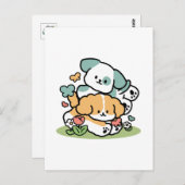 Happy Puppies Rolling Into May beroemd gemaakt doo Briefkaart (Voorkant / Achterkant)