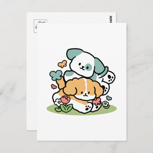 Happy Puppies Rolling Into May beroemd gemaakt doo Briefkaart (Voorkant / Achterkant)