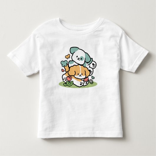 Happy Puppies Rolling Into May beroemd gemaakt doo Kinder Shirts (Voorkant)