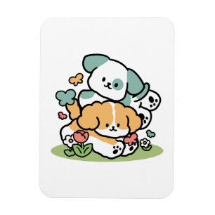 Happy Puppies Rolling Into May beroemd gemaakt doo Magneet