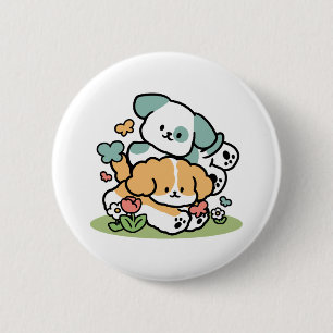 Happy Puppies Rolling Into May beroemd gemaakt doo Ronde Button 5,7 Cm