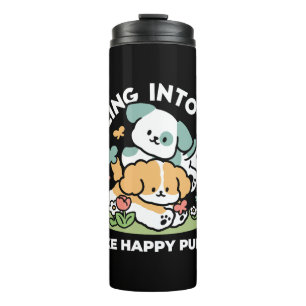 Happy Puppies Rolling Into May beroemd gemaakt doo Thermosbeker