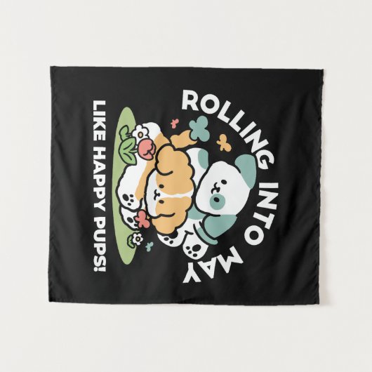 Happy Puppies Rolling Into May beroemd gemaakt doo Wandkleed (Voorkant (horizontaal))