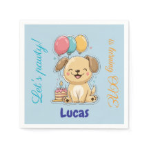 Happy Puppy, Boy, Let's Pawty, 1st Birthday 