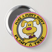 Happy Puppy - Ronde Button 4,0 Cm (Voorkant /achterkant)