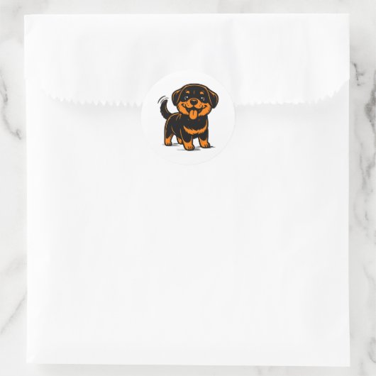 Happy Puppy Rottweiler Dog Ronde Sticker (Tas)
