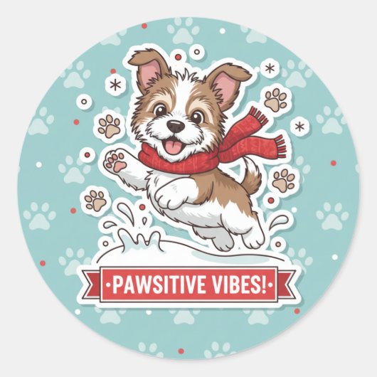 Happy Puppy Winter Snow Sticker (Devant)