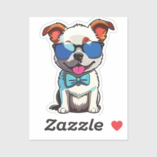 Happy puppy with glasses sticker (Vel)
