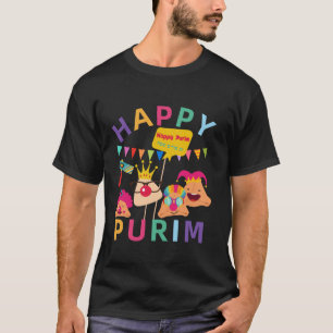 Happy Purim 2024 Hamantaschen Joods Purim Kostuum T-shirt