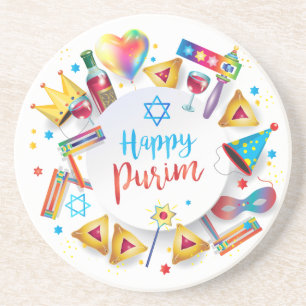 Happy Purim Basket Gifts, Decoratie, siervoorwerpe Zandsteen Onderzetter