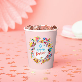 Happy Purim Basket Gifts, Decoration, Ornaments Papieren Bekers