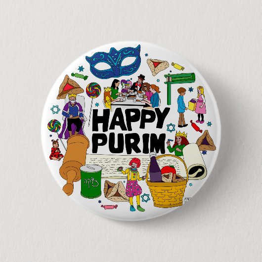 Happy Purim Button (Voorkant)