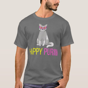 Happy Purim Cat Funny Costume Joodse vakantie Puri T-shirt