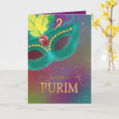 Happy Purim - Chag Purim Carte de vacances juive (Fleur jaune)
