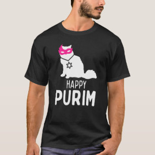 Happy Purim Costume Idea Cat Hebrew Jewish Holida T-shirt