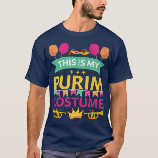 Happy Purim Costume Idea Cute Mask Hebrew Jewish H T-shirt