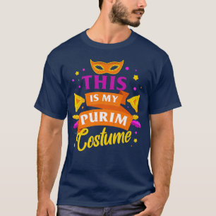 Happy Purim Costume Idea Cute Mask Hebrew Jwish H T-shirt