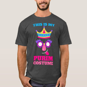 Happy Purim Costume Idea Cute Mask Hebrew Jwish H T-shirt