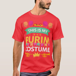 Happy Purim Costume Idea Cute Mask Hebrew Jwish H T-shirt