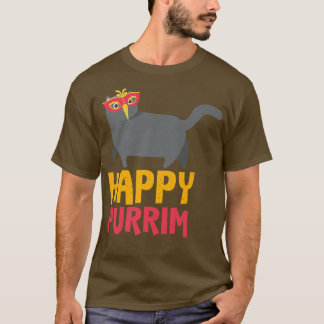 Happy Purim Costume Idea Funny Cat Hebrew Joods H T-shirt
