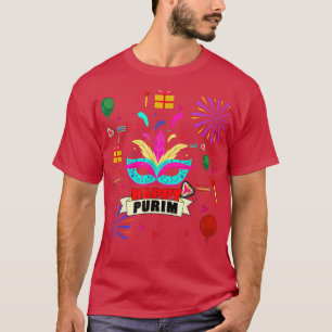 Happy Purim Day Jewish Holiday Adult Mardi Gras Te T-shirt