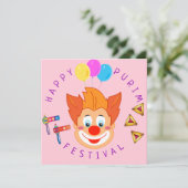 Happy Purim Festival Funny Clown Kinder Party Kaart (Staand voorkant)