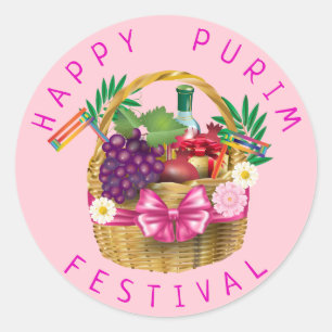 Happy Purim Festival Funny Clown Kinder Party Ronde Sticker