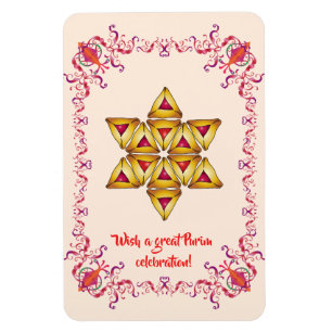 Happy Purim Festival Hamantaschen koekjes Magneet