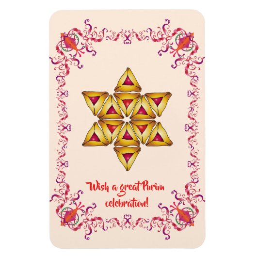 Happy Purim Festival Hamantaschen koekjes Magneet (Verticaal)
