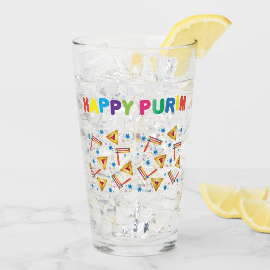Happy Purim Festival Kinder Party Pattern Holiday Glas (Achterkant ijs)