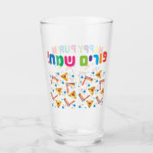Happy Purim Festival Kinder Party Pattern Holiday Glas (Voorkant)