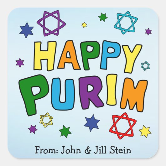 Happy Purim Fun Vierkante Sticker (Voorkant)