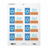 Happy Purim - GIF-label Etiket (Full Sheet)