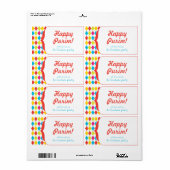 Happy Purim - GIF-label Etiket (Full Sheet)