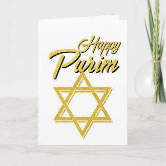 Happy Purim Greeting Card - Golden Star of David Kaart