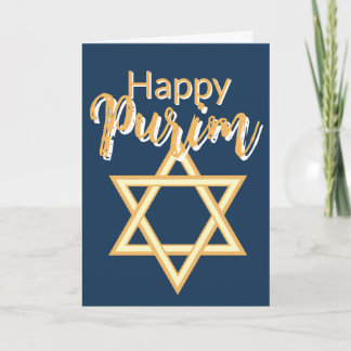 Happy Purim Greeting Card - Star of David Blue  Kaart