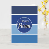 Happy Purim Greeting Card - White Blue Lines  Kaart (Gele Bloem)