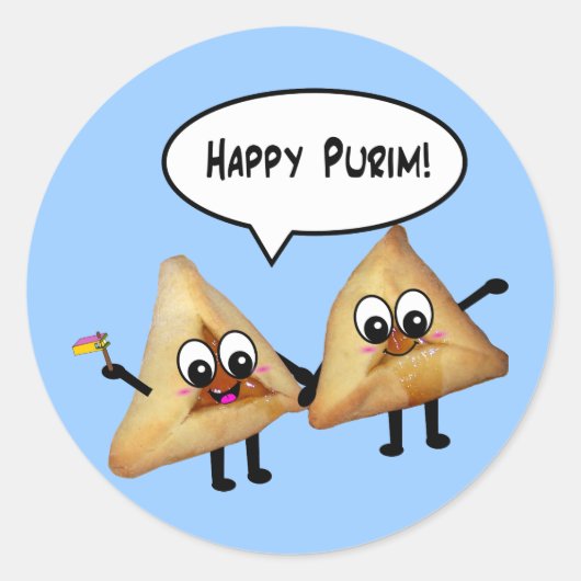Happy Purim hamantaschen Ronde Sticker (Voorkant)