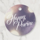 Happy Purim in Sparkle en Paars Bedankjes Labels (Voorkant)