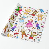 Happy Purim-Kinderen in kostuum Cadeaupapier (Uitgerold)