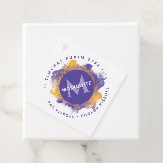 Happy Purim - Kosher Info Monogram Classic Round Bedankjes Labels (In situ)