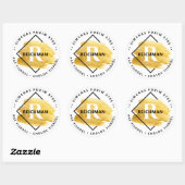 Happy Purim Kosher Info Monogram Gold Swash GROOT Ronde Sticker (Vel)