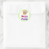 Happy Purim leuke sticker Crown met Davidster (Tas)