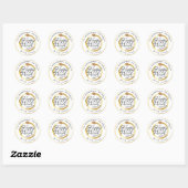 Happy Purim Marble & Gold Script Ronde Sticker (Vel)